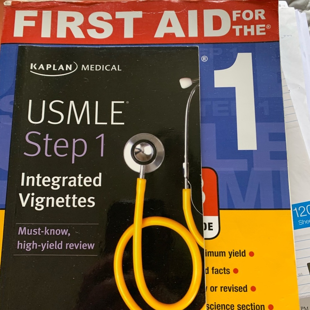 First aid STEP 1 prep kit. Both books included. For medical students boards